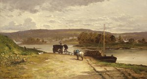 川の風景、1837 作： Emile Lambinet