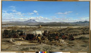お昼にキャンプ。 エミール ルボン (1809-1863) の絵画。 キャンバスに油彩。 ミュゼ グラネ、エクス アン プロヴァンス 作： Emile Loubon