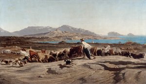 マルセイユの眺め、日帰り散歩でアイガラードを撮る-エミール・ルーボンによる絵画（1809-1863） 作： Emile Loubon