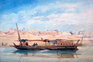 「ナイル川のボート、ルクソール、エジプト」、19 世紀 作： Emile Prisse d