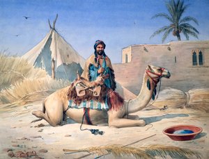 「ベドウィンとラクダ」、1830 作： Emile Prisse d