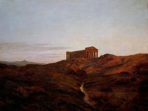 古代の土地、シチリアのセジェスタの神殿 作： Marie Auguste Emile Rene Menard