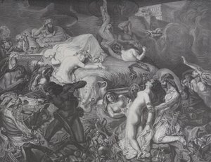1874 年 5 月 16 日の「ル モンド イラストレ」より、サルダナパルス。 作： Emile Thomas
