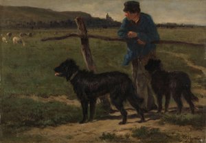 犬を連れた農夫 作： Emile van Marcke de Lummen