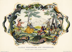 ロッカリー スタイル、ルーアンのフィギュアの盛り合わせ。 1870年（クロモリトグラフ） 作： Emilie Pottier