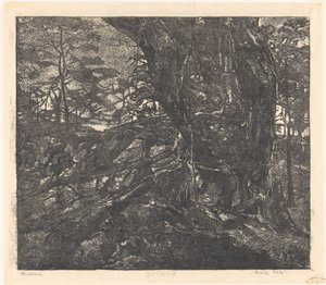 エグモンドとベルゲンの間の砂丘の端にある木々 作： Emilius Wilhelmus Dehé (signed by artist)