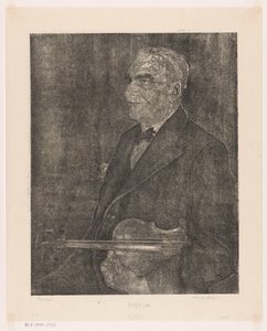 ヴァイオリンを持つ芸術家の父の肖像 作： Emilius Wilhelmus Dehé (signed by artist)