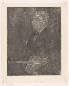ヴァイオリンを持つ芸術家の父の肖像 作： Emilius Wilhelmus Dehé (signed by artist)