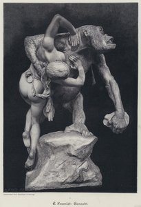 女性を連れ去るゴリラ（彫刻 作： Emmanuel (after) Fremiet