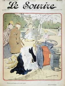 車の事故。"もう一人の間違った女性"エマニュエル・バルセ(1870-1940)によるイラスト - 1901年1月19日付「Le Smile」にて 作： Emmanuel Barcet