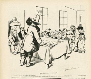 エマニュエル・バルセ（1870-1940）のイラスト（Le Rire, 09/05/08） - 市町村選挙 - 選挙, 政治集会, 会議, 選挙集会, 市町村選挙 作： Emmanuel Barcet