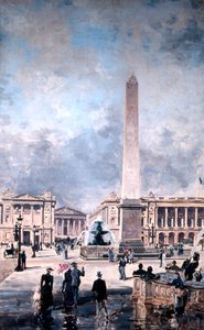 ルクソールのオベリスクとコンコルド広場、1891年。