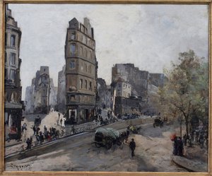 Rue de la Lune, Beauregard and de Clery, views of Boulevard Saint Denis in Paris (パリのサン・ドニ大通り) 作： Emmanuel Lansyer
