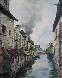 ボーリュー運河、ロッシュからボーリューへの道路に架かる橋の眺め。 1891年（キャンバスに油彩）