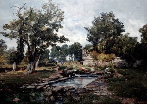 朝のコアタナーのコインランドリー、1883年 作： Emmanuel Lansyer