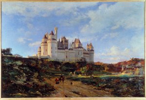 オワーズ河畔のピエールフォン城の眺め エマニュエル・ランシエ（1835-1893）の絵画 19世紀 ボーヴェ。オワーズ地方博物館 作： Emmanuel Lansyer