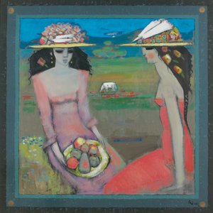 フルーツの小鉢（油彩・ボード 作： Endre Roder