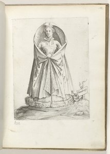 フランダース (オブジェクトのタイトル) Vlaanderen から、gekleed volgens de mode van ca. 1550 私たちの時代のさまざまな国の態度（シリーズタイトル） 作： Enea Vico