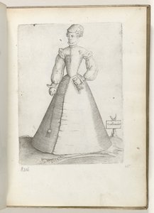 Galla mulier (オブジェクトのタイトル) 1550年頃のファッションに身を包んだフランス出身の既婚女性 Diversarum gentium nostrae aetatis所（シリーズ名） 作： Enea Vico