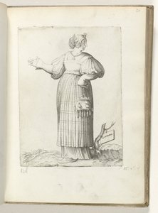 ドイツ語 (オブジェクトのタイトル) Vrouw gekleed volgens de Duitse mode ca 1550 私たちの時代のさまざまな国の態度（シリーズタイトル） 作： Enea Vico