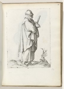 スペインの田舎の女性 (オブジェクトのタイトル) Vrouw naar rechts, gekleed in Spaanse kleding ca. 1550 私たちの時代のさまざまな国の態度（シリーズタイトル） 作： Enea Vico