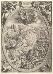 1551年、エルベ川を渡るチャールズ5世の軍隊とのミュールバーグの戦い。 作： Enea Vico