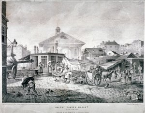 コベントガーデンマーケット、ウェストミンスター、ロンドン、1815 作： Engelmann and Company