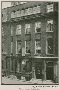 1830年にハジルトが亡くなったソーホー6 Frith Street 作： English Photographer