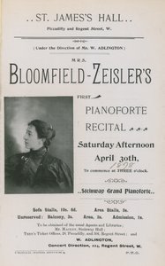 Fannie Bloomfield-Zeislerによるコンサートの広告 作： English Photographer