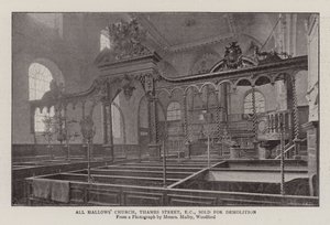 All Hallows Church、テムズストリート、EC、解体用に販売 作： English Photographer