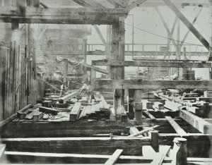 ブラックフライアーズブリッジ：建設工事が進行中、1869年 作： English Photographer