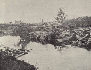 1891年7月の洪水後のヤラに架かるバーンリーブリッジ 作： English Photographer