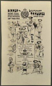 1918年8月29日、ロイヤルエンジニア、デポフィールドサーベイカンパニー、アーティストライフル、THヒューズ中尉への夕食 作： English Photographer