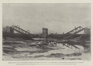 EstalurtからColensoへの退却でBoersによって最初に爆破されたFrere Bridge、Natal Government Railways