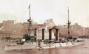 HMSアブキール、1902年（セピアプリント） 作： English Photographer