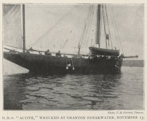 HMS Active、11月13日、Granton Breakwaterで大破 作： English Photographer
