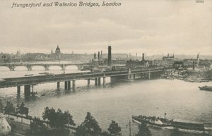 ハンガーフォードとウォータールー橋、ロンドン 作： English Photographer