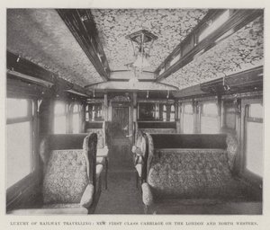 鉄道旅行の贅沢、ロンドンとノースウエスタンの新しいファーストクラスキャリッジ 作： English Photographer