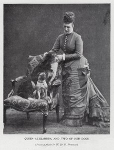 アレクサンドラ女王と愛犬2匹（モノクロ写真 作： English Photographer