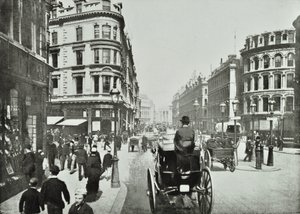 クイーンビクトリアストリート、ロンドン市クイーンストリートから東を見る、1890 作： English Photographer