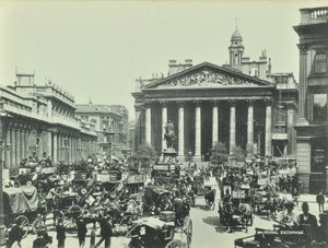 ロイヤルエクスチェンジ、スレッドニードルストリート、ロンドン市、1890 作： English Photographer
