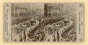 ビクトリア女王のダイヤモンドジュビリーの立体プリント、1897年6月28日 作： English Photographer