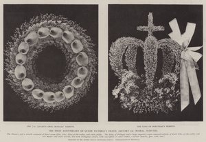 ビクトリア女王の死の最初の記念日、1月22日、花の捧げ物 作： English Photographer
