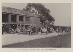 ウェルベック修道院でのイギリスでの最初の自動車レース、スタートの準備 作： English Photographer