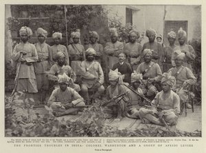 インドのフロンティア問題、ウォーバートン大佐、アフリディ軍のグループ 作： English Photographer