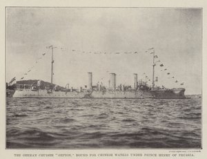 ドイツ巡洋艦ゲフィオン、プロイセンのヘンリー王子の下でチャイナウォーターに向けて 作： English Photographer