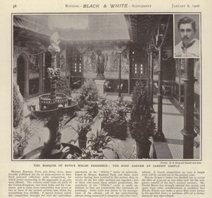 ブテス侯爵のウェールズ・レジデンス。カーディフ城の屋上庭園（モノクロ写真 作： English Photographer