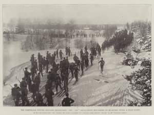 ノルウェーの冬季軍事作戦、偽の戦いの後、スキーの分遣隊がクォーターに戻る 作： English Photographer
