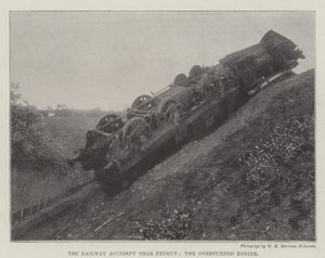 転覆エンジン、ペンリン近くの鉄道事故 作： English Photographer