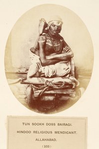 J. Forbes Watson著、The People of Indiaのヒンズー教の宗教的指導者、アラハバードのTun Sookh Doss Bairagoが1868年に出版（アルブメンプリント） 作： English Photographer